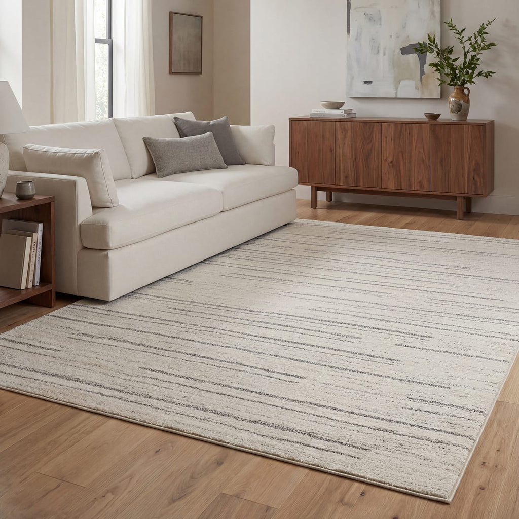 The Rug Edit Oslo Broken Stripes Rug OS05 - Cream/Grey