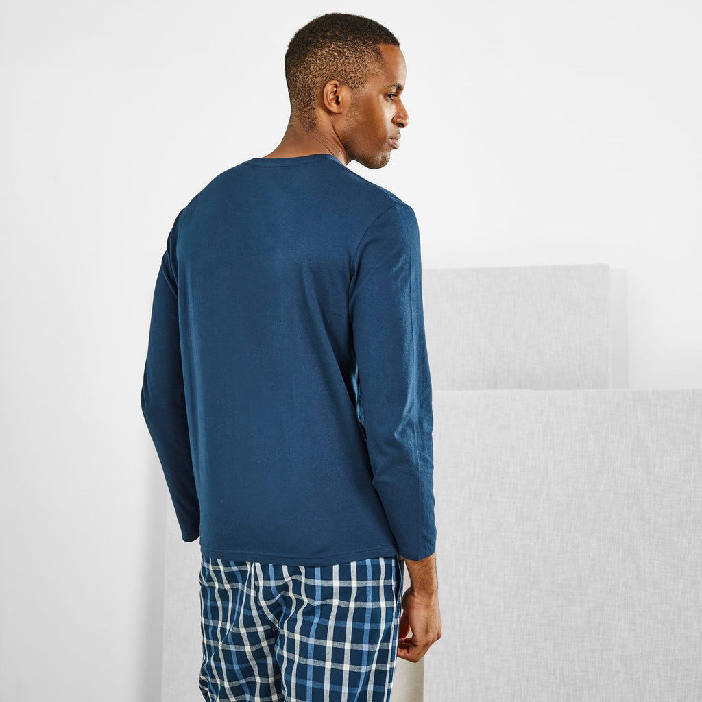 Jeff & Co by Jeff Banks Men's Navy Long Sleeve Top & Long Bottom Pyjama Set, product image 2