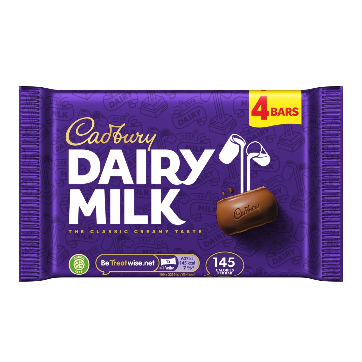 Cadbury Dairy Milk Chocolate Bar 4 Pack Multipack 108.8g